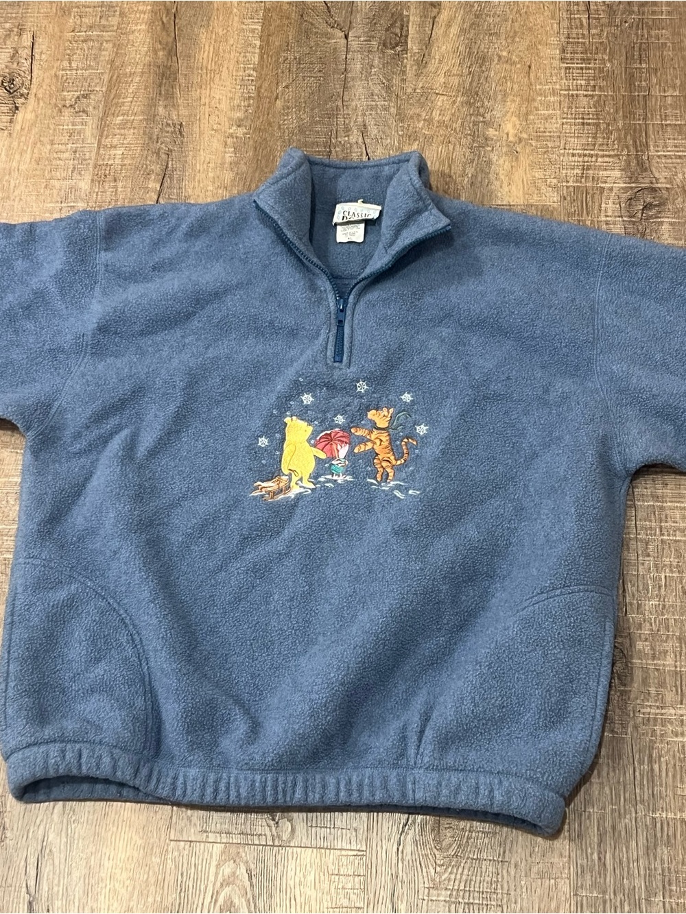 Classic Pooh woman’s 1/4 zip xl vintage fleece pullover blue tigger piglet